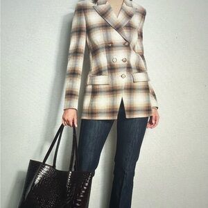 NWT Elie Tahari Multicolor Plaid Blazer